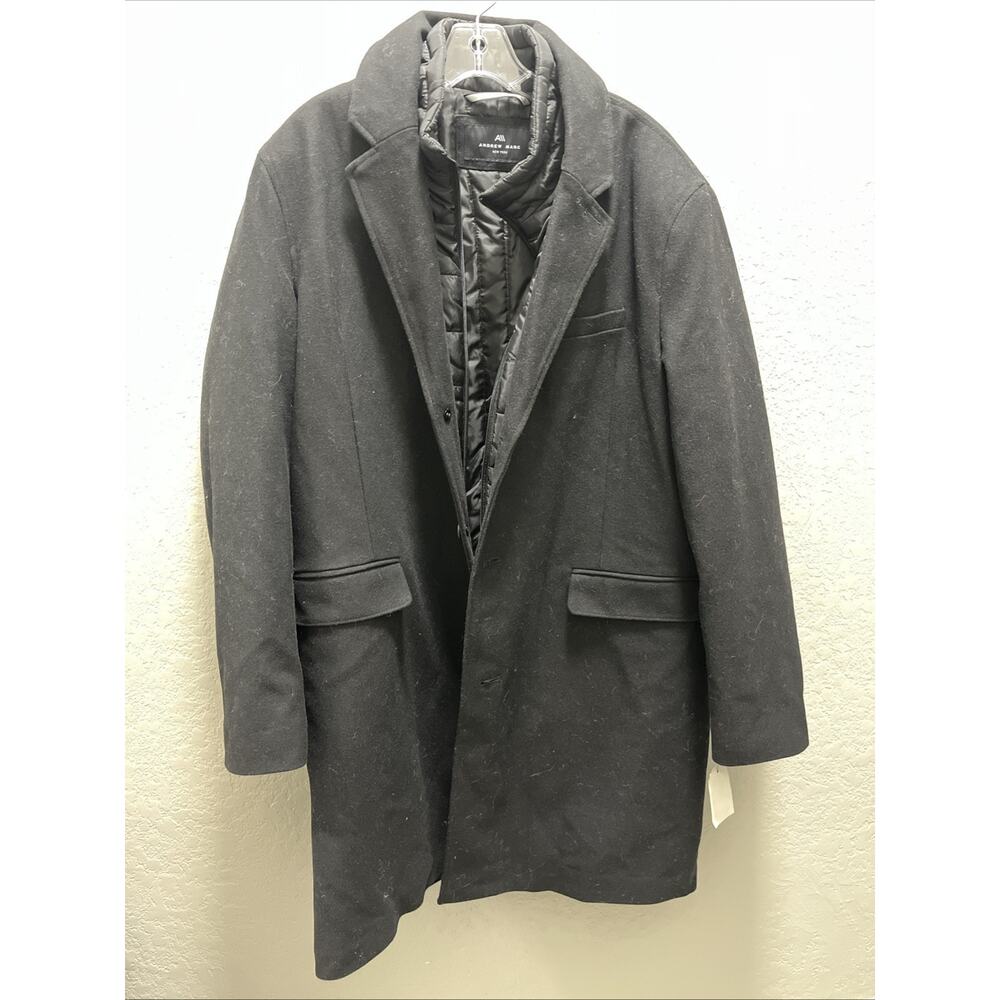 Andrew Marc NY Men Large Sheffield Wool Coat-Mid and Full Length Black Insulated